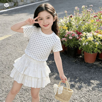 女童白色蛋糕短裙2026年春夏新款中大童甜美蝴蝶结半身裙公主韩系