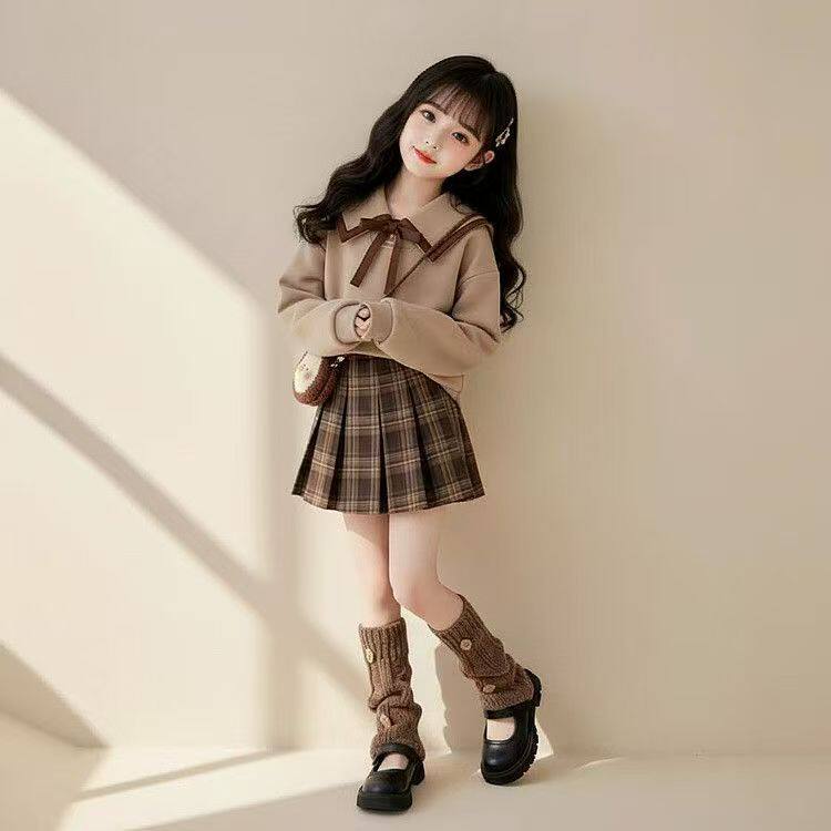 女童套装甜美洋气jk制服学院风儿童长袖上衣半身裙两件套初中学生