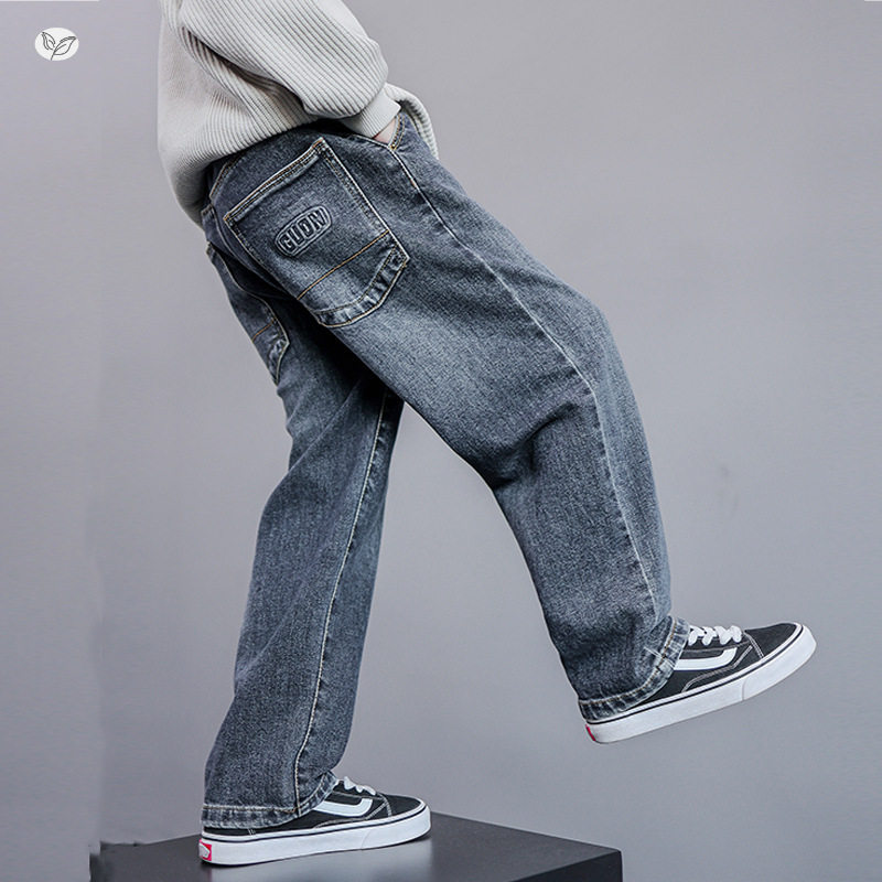 男童直筒牛仔裤春秋2025新款复古儿童裤子中大童小脚裤长裤烟管裤
