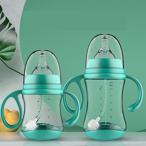 促销Baby Bottle with Grip InfantSilicone Nipple Milk Water