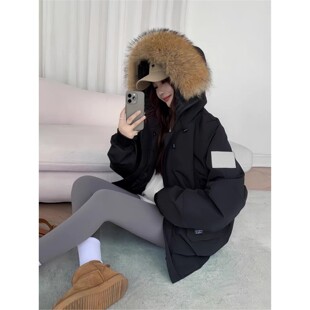 PRATOLA羽绒服夹克加厚2025新款工装飞行员短款男女同款情侣外套