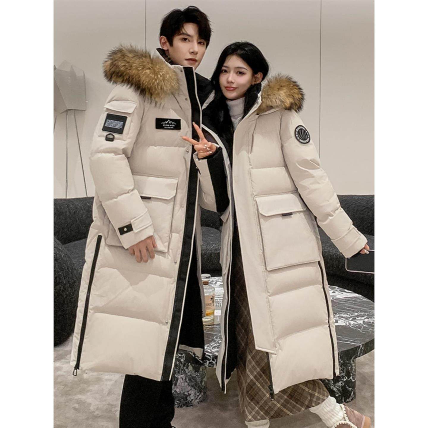 PRATOLA超厚鹅绒羽绒服2025冬季新款情侣户外极寒长款工装派克服