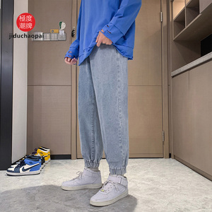 极度潮牌牛仔裤男款夏季复古做旧水洗宽松束脚春秋休闲长裤子中性