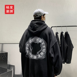 极度潮牌卫衣男连帽秋冬季2022新款美式圆圈宽松上衣服男士外套