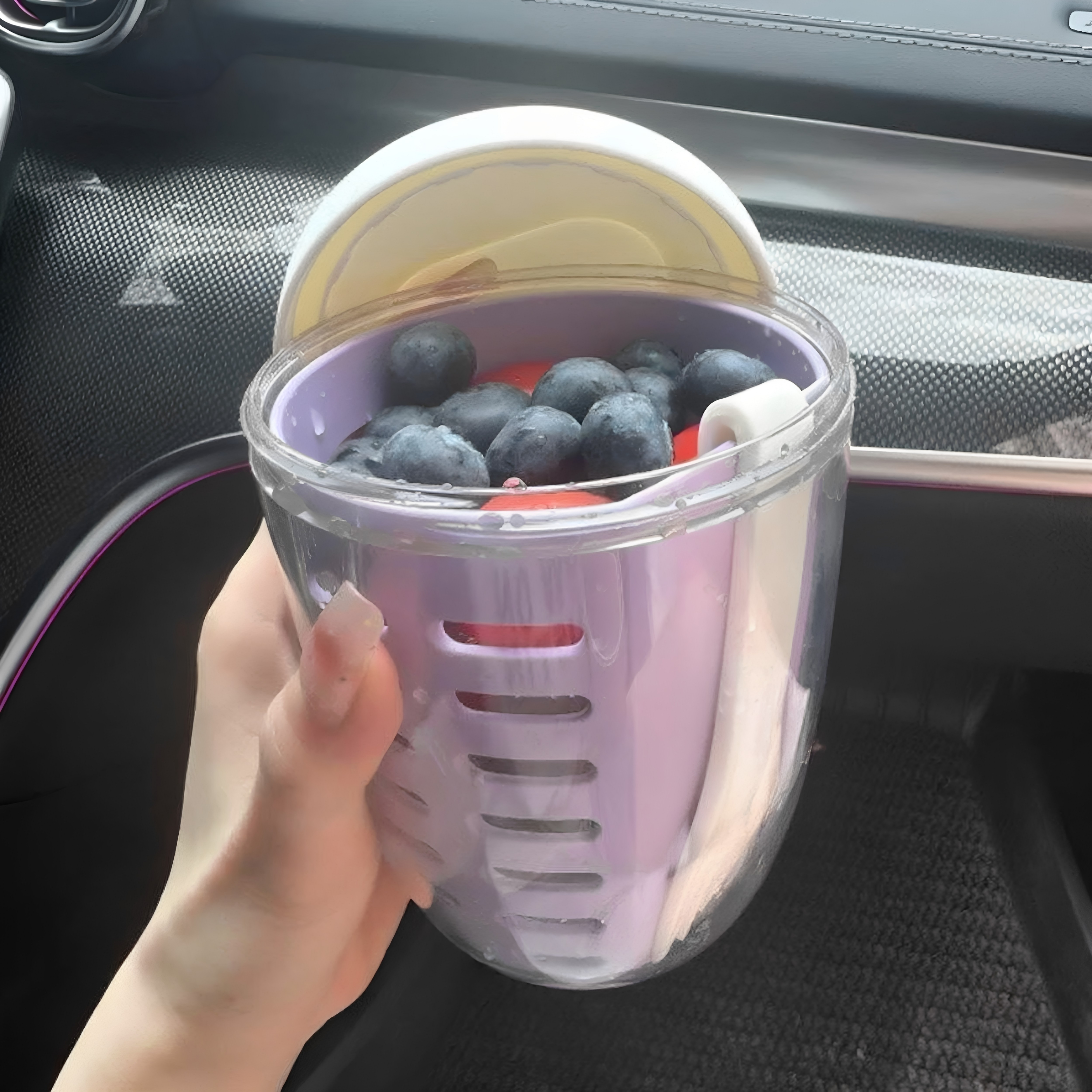 【小红书同款】水果杯带叉子出门便携沙拉杯塑料杯密封防漏沥水篮