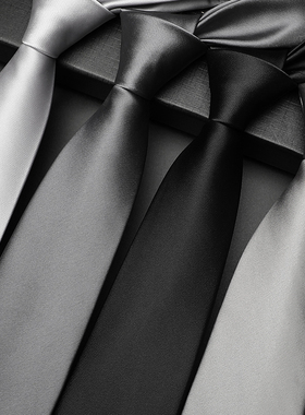 男士正装商务纯色领带职业通勤西装衬衫8CM灰色黑色新郎结婚领带