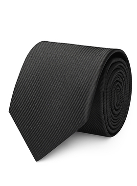 领带男衬衫西装7cm黑色细斜纹司仪主持上班工作服送人自用礼品盒