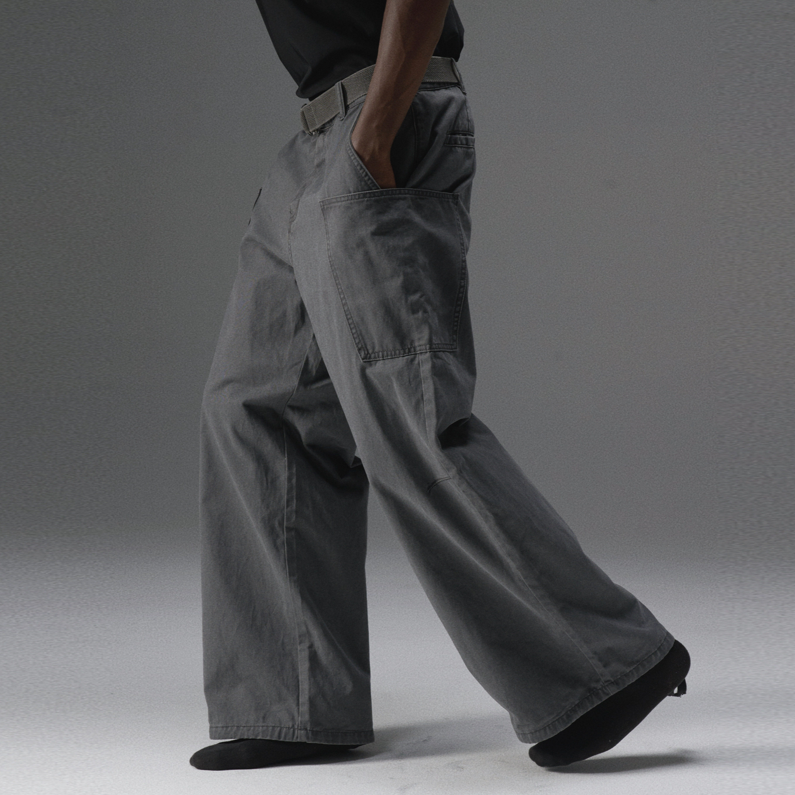 Terrawear「100%纯棉」水洗复古阔腿伐木直筒休闲工装裤