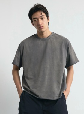 Terrawear 25SS 手工做旧水洗宽松纯棉经典中性短袖T恤 黑/灰两色
