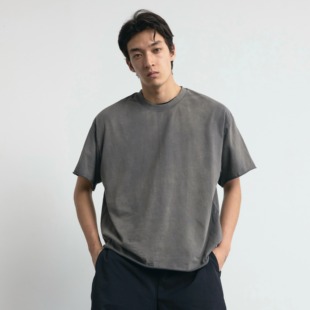 25SS 黑 手工做旧水洗宽松纯棉经典 T恤 灰两色 中性短袖 Terrawear