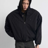 Terrawear 灰 黑 25FW可拆卸垫肩 短宽阔型水洗帆布立领中性夹克