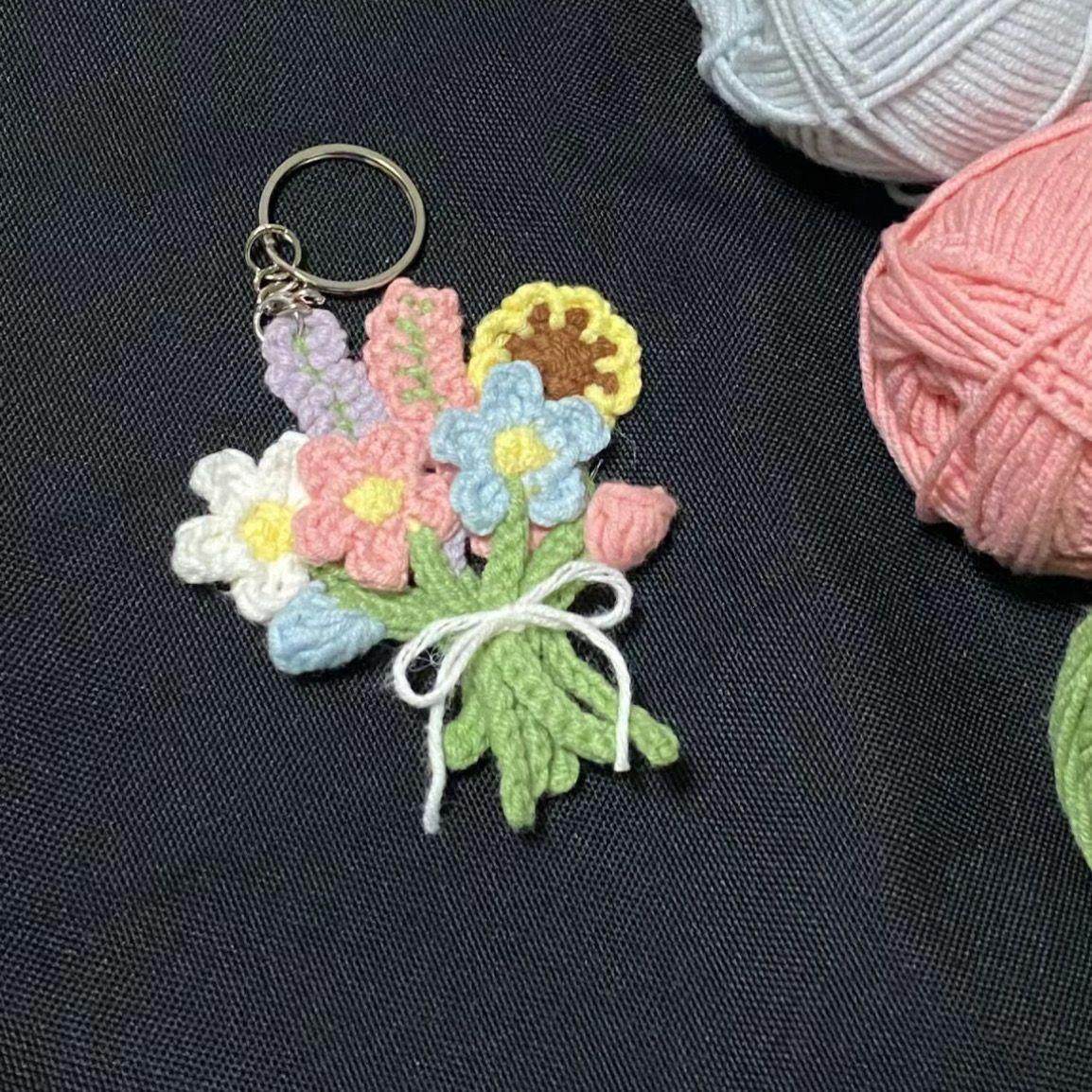 迷你花束可爱手工钩针毛线编织花朵包包挂件钥匙扣DIY材料包礼物,服饰配件/皮带/帽子/围巾,DIY编织材料包,淘宝优惠券,粉丝福利购,淘宝优惠卷