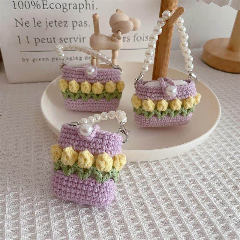 钩针编织郁金香AirPods耳机包手编时尚花边收纳小包毛线diy材料包,服饰配件/皮带/帽子/围巾,DIY编织材料包,淘宝优惠券,粉丝福利购,淘宝优惠卷