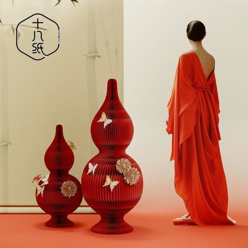 十八纸葫芦树客厅玄关装饰品摆件中式乔迁礼物电视柜摆件2026新款