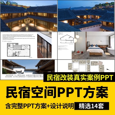 民宿设计PPT模板动态禅意度假酒店竖版方案汇报告编辑ppt文本素材