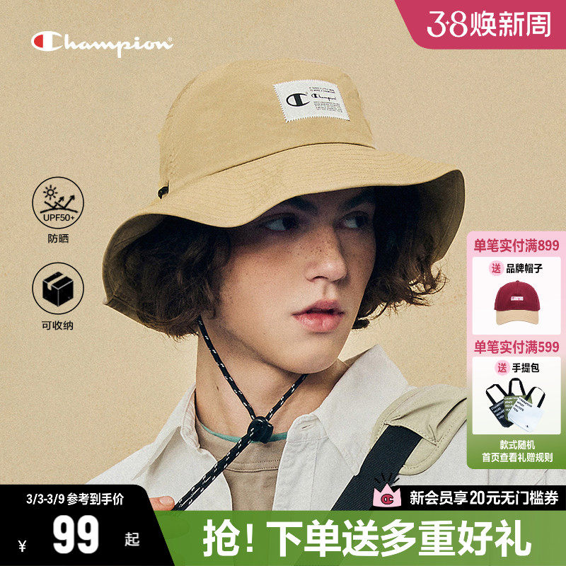 Champion冠军渔夫帽2026春季新款渔夫帽女款防晒大头围帽男 - Champion旗舰店出品