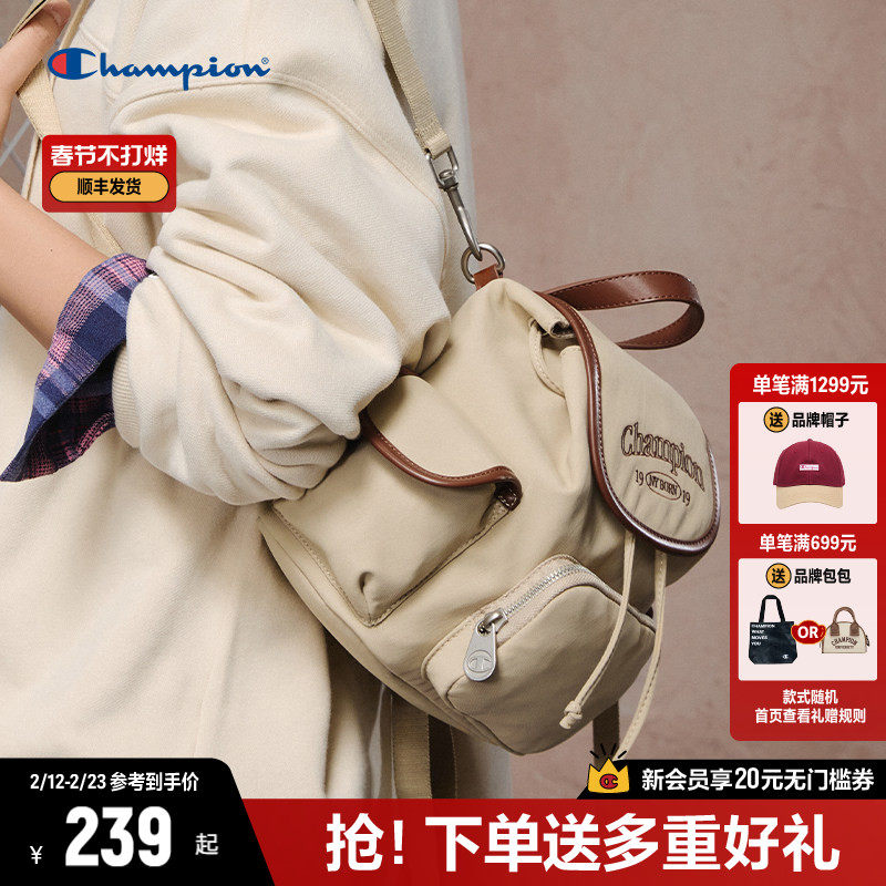 Champion冠军双肩包女2026春夏新款大容量包包韩系复古背包手提包