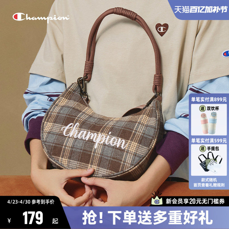 Champion冠军斜挎包2026春季新款小香风包包月亮包单肩包斜挎女包