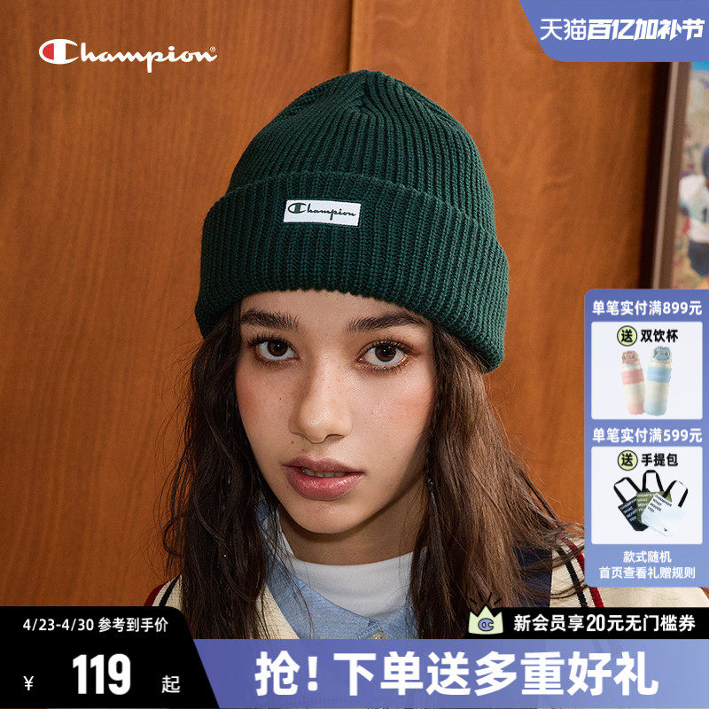 Champion冠军针织帽冬季新款帽子女士休闲舒适冷帽保暖毛线帽男帽