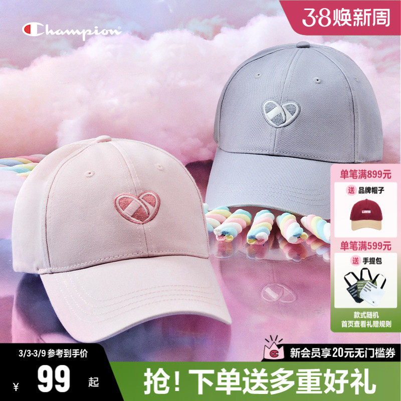 Champion冠军鸭舌帽女2026年新款时尚爱心帽子情侣棒球帽男