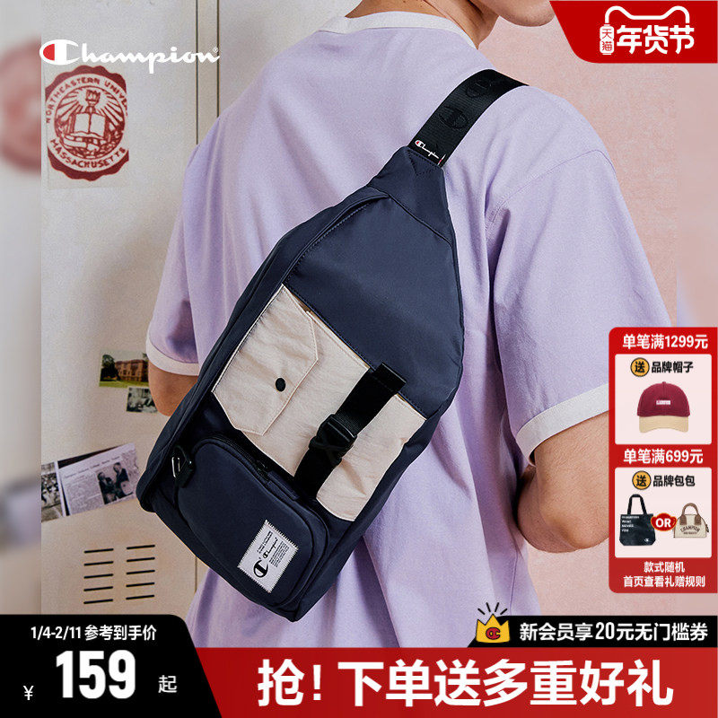 Champion冠军斜挎包女2025冬季工装运动单肩包女包户外腰包男