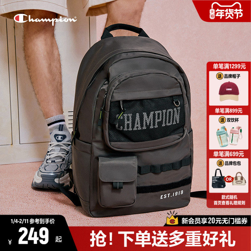 Champion冠军双肩包女2025秋冬新款帆布包书包运动旅游户外背包男