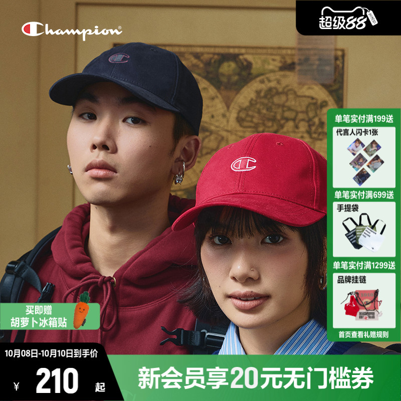 Champion冠军鸭舌帽火锅小脸女帽25秋新款大Clogo卡通可爱帽子男