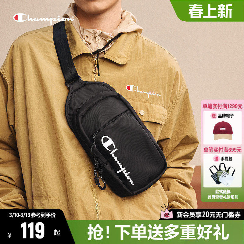Champion冠军胸包斜挎包女春新款运动胸包腰包帆布包单肩包男士包