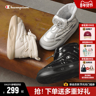 Champion冠军菠萝靴2025秋冬新款高帮棉鞋厚底保暖女款棉靴老人鞋