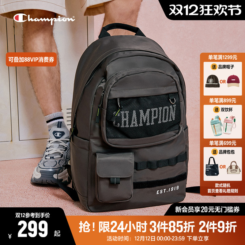 Champion冠军双肩包女2025秋冬新款帆布包书包运动旅游户外背包男