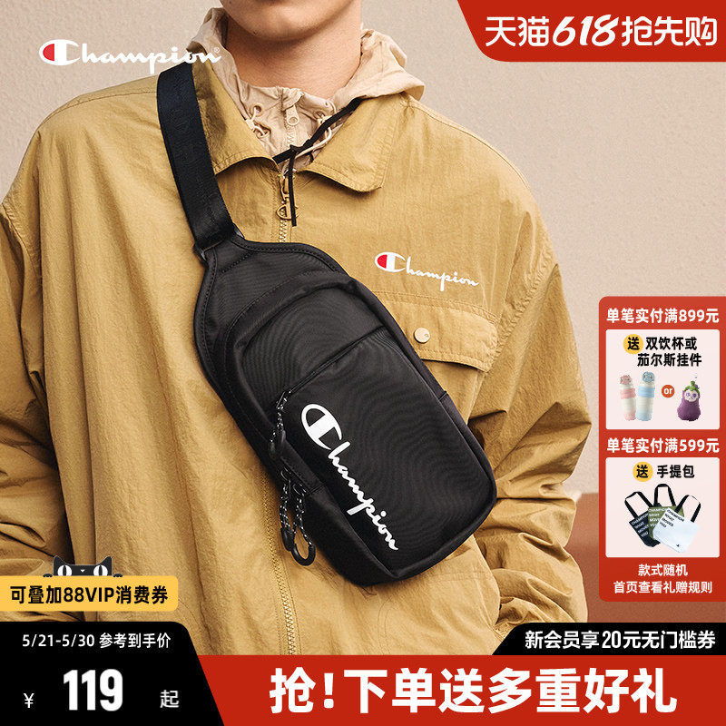 Champion冠军胸包斜挎包女春新款运动胸包腰包帆布包单肩包男
