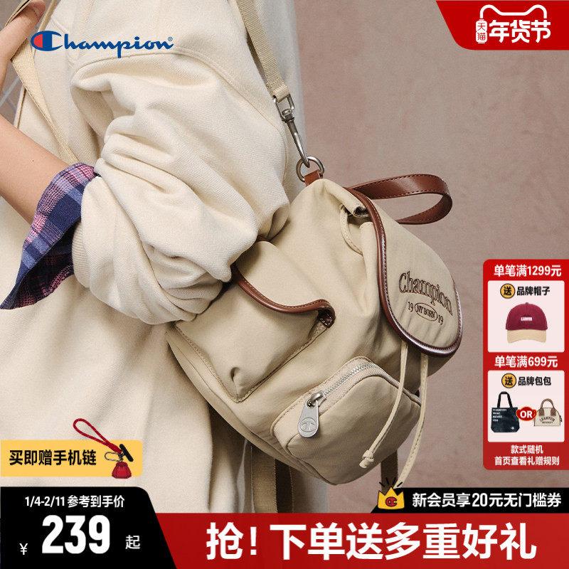 Champion冠军双肩包女2026春夏新款大容量包包韩系复古背包手提包