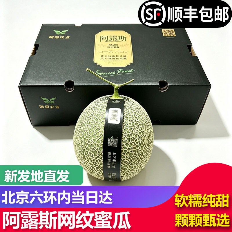 阿露斯网纹蜜瓜玫珑蜜瓜新鲜水果哈密瓜礼盒装软糯香甜顺丰包邮