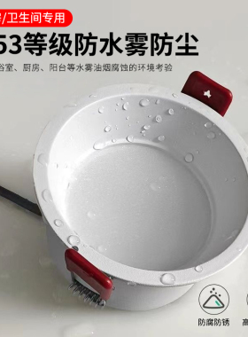 浴室防水筒灯嵌入式75公分厨房卫生间防潮防雾淋浴防眩led天花灯
