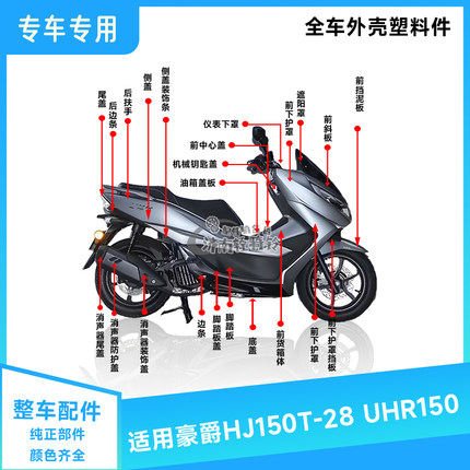 适用豪爵UHR150全车外壳配件HJ150T-28/28A前围前面板边条挡泥板