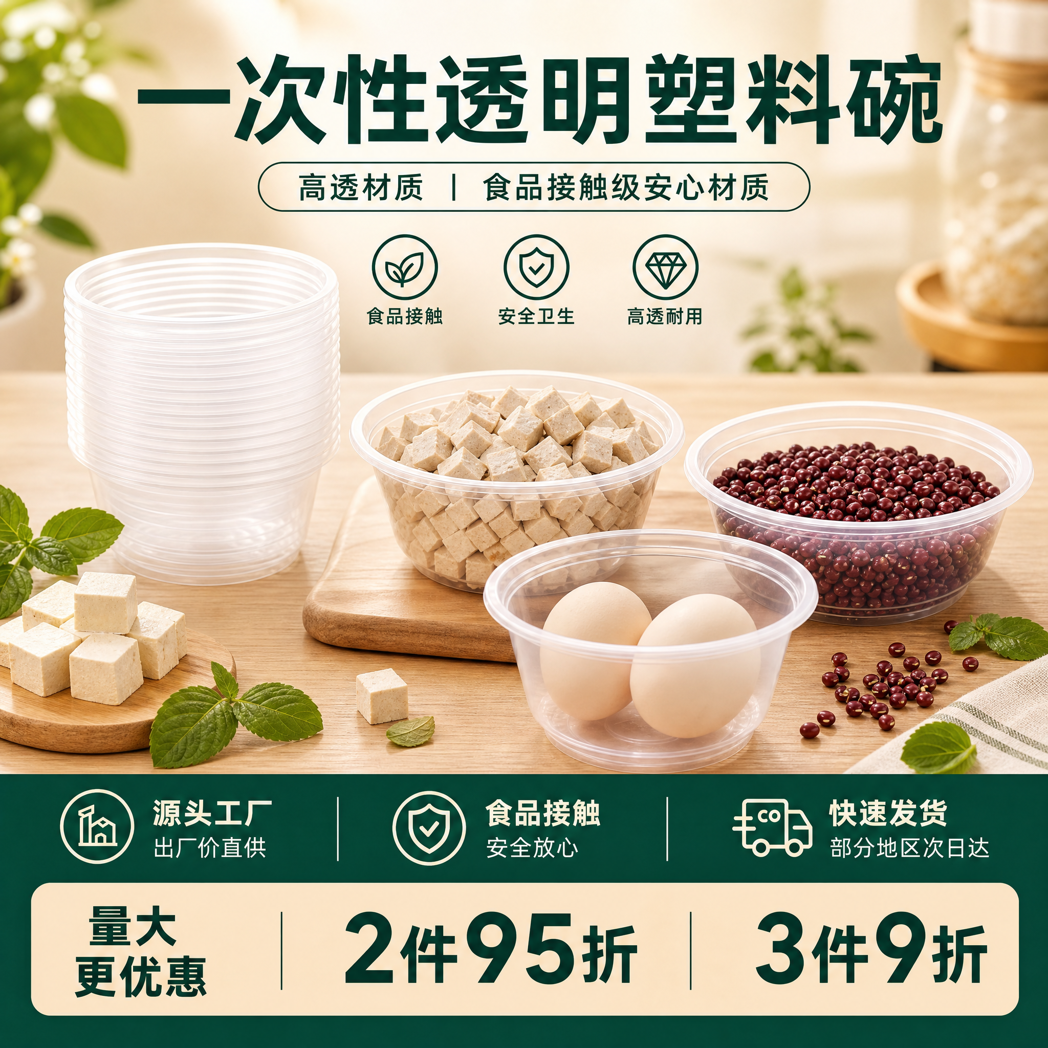 家用一次性餐碗食品级PP耐热加厚