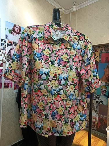 monki碎花印花翻领系扣短袖衬衫商场撤柜品牌