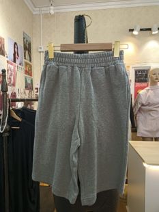 monki灰色运动休闲五分裤松紧卫裤短裤商场撤柜品牌