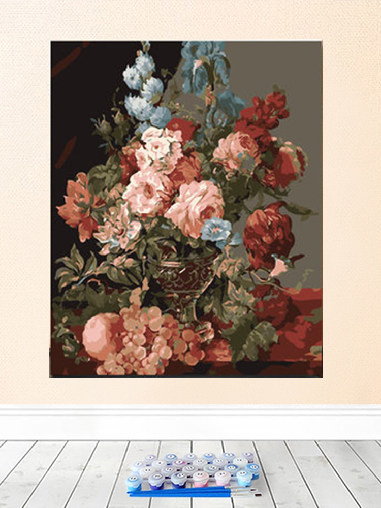 数字油画diy手工填充欧式复古花卉手绘涂色客厅装饰丙烯油彩画画图片