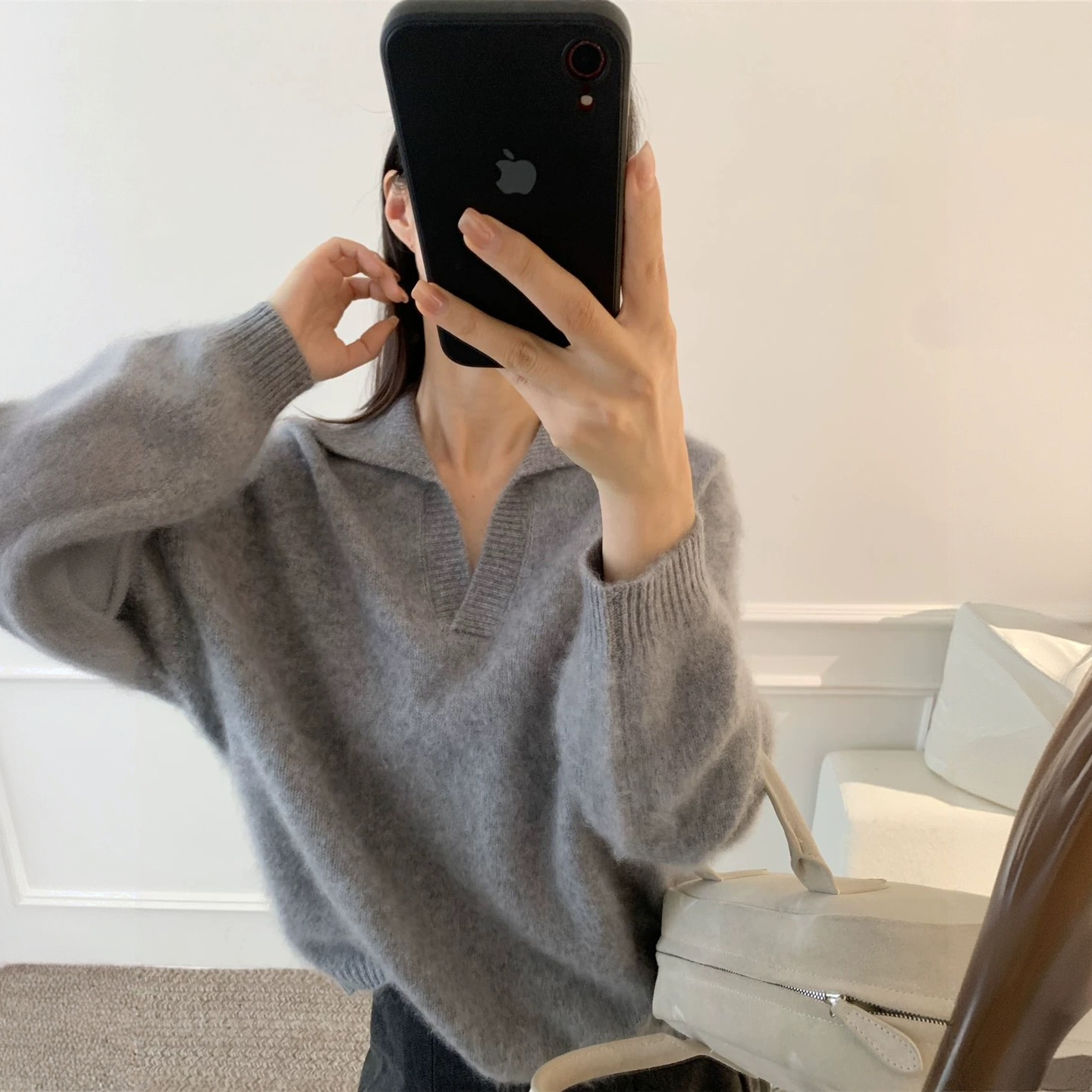 2026春季高级感外穿翻领羊毛拉绒套头毛衣女生宽松慵懒软糯针织衫,女装/女士精品,毛衣,淘宝优惠券,粉丝福利购,淘宝优惠卷