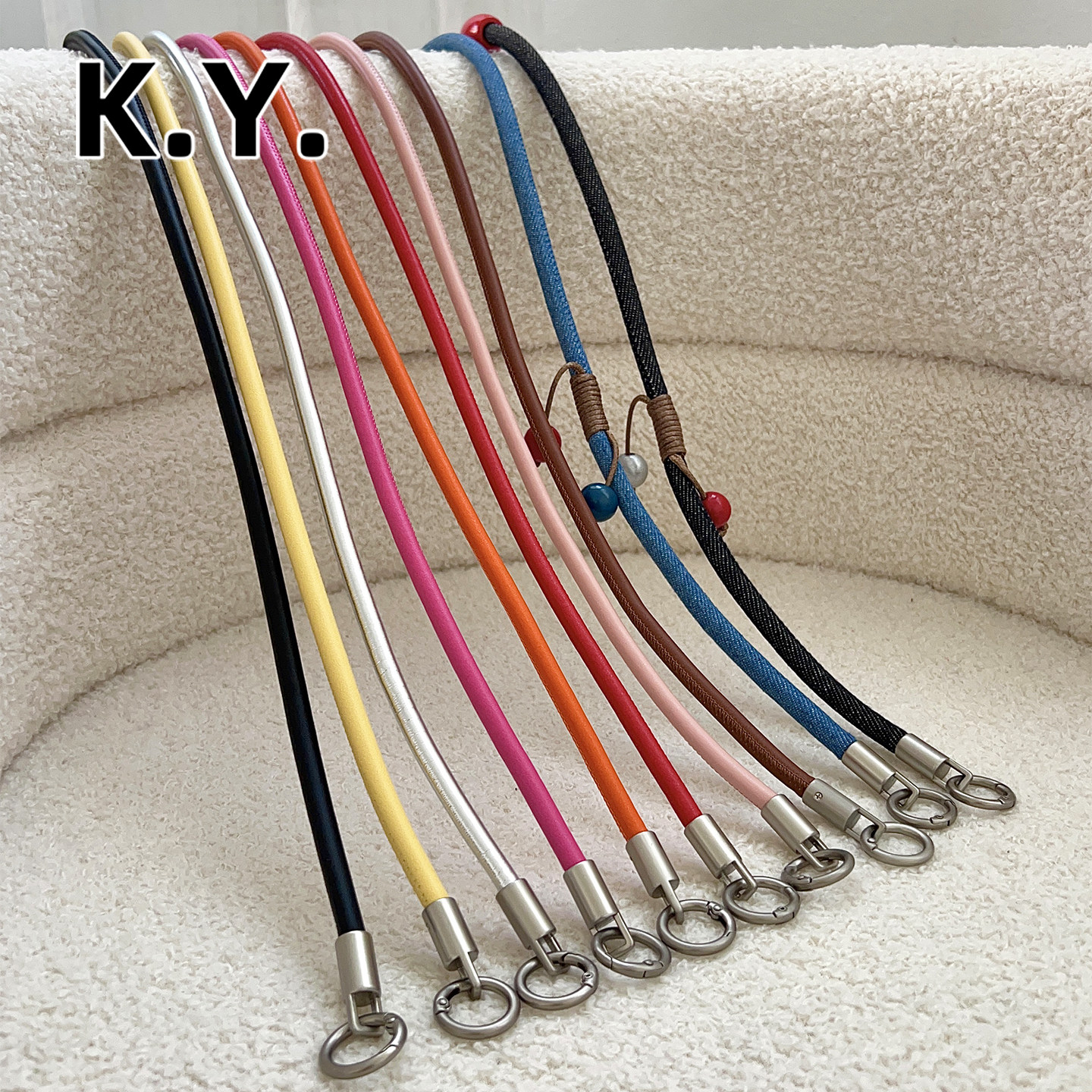 新款小羊皮质绳手机壳挂绳钥匙扣防丢简约彩色手工绳挂链创意精致