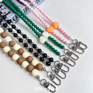 原创手提手机挂绳双扣款游防丢神器结实耐用珠子链条手提斜跨小众