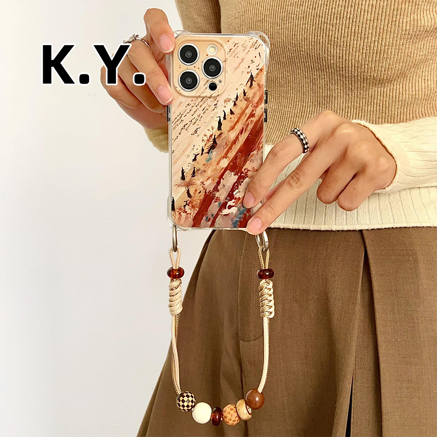 我自如风自如山巅国风手机壳带挂绳适用于iPhone15promax华为mate60pro手提斜挎背带小米14U四角开孔VIVOX200