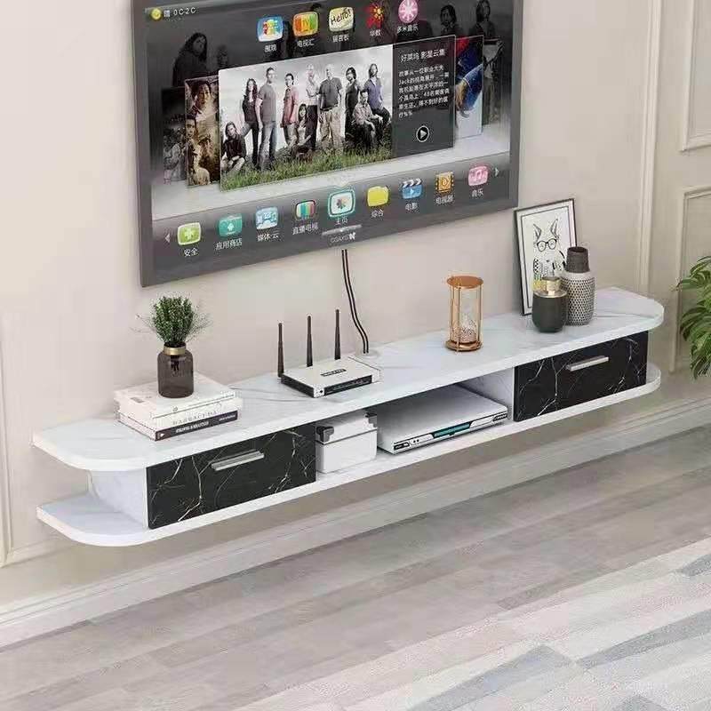 家用悬空电视柜客厅背景墙壁挂式机顶盒收纳柜简约现代长条置物架