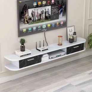 家用悬空电视柜客厅背景墙壁挂式机顶盒收纳柜简约现代长条置物架