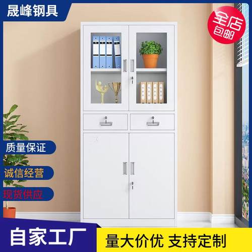 办公室中二斗文件柜钢制铁皮柜带锁文件柜档案柜财务凭证柜储物柜