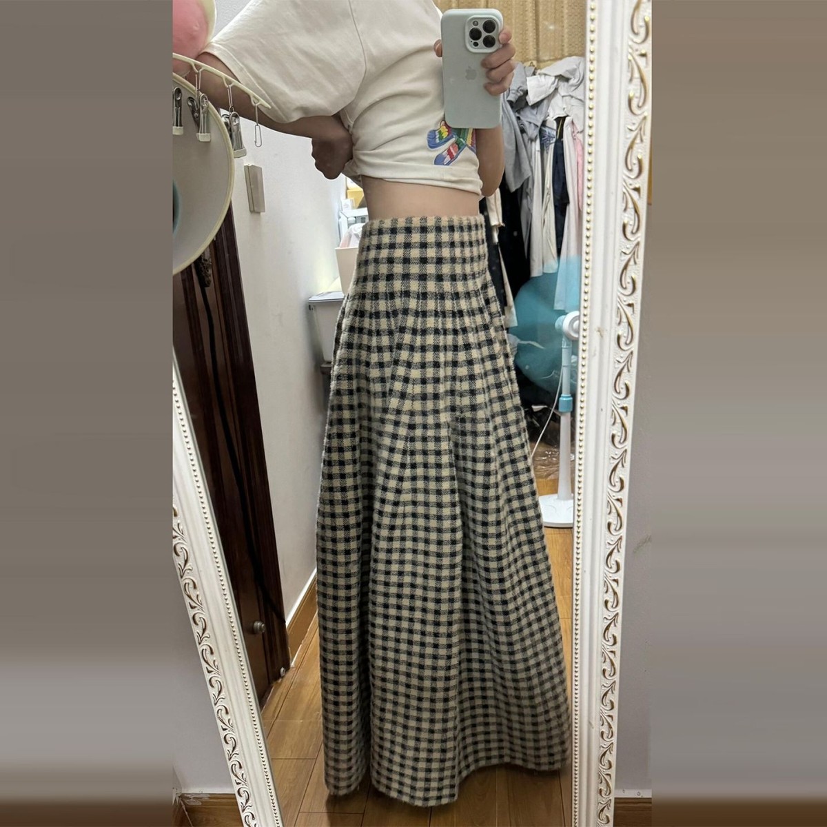 韩系超好看毛呢格子半身裙子女秋冬季2025年新款高腰显瘦a字长裙,女装/女士精品,半身裙,淘宝优惠券,粉丝福利购,淘宝优惠卷