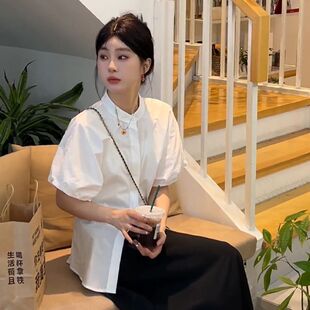 夏季 衬衫 女装 泡泡袖 气质上衣 2026新款 衬衣法式 小众高级感白色短袖