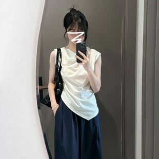 女装 正肩t恤短袖 2026年新款 辣妹设计感小众chic甜辣上衣夏季 短款