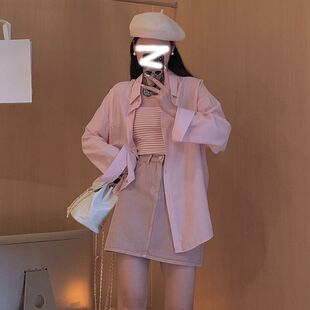 早春季法式粉色防晒上衣女早春2026年新款高级感宽松显瘦衬衫外套